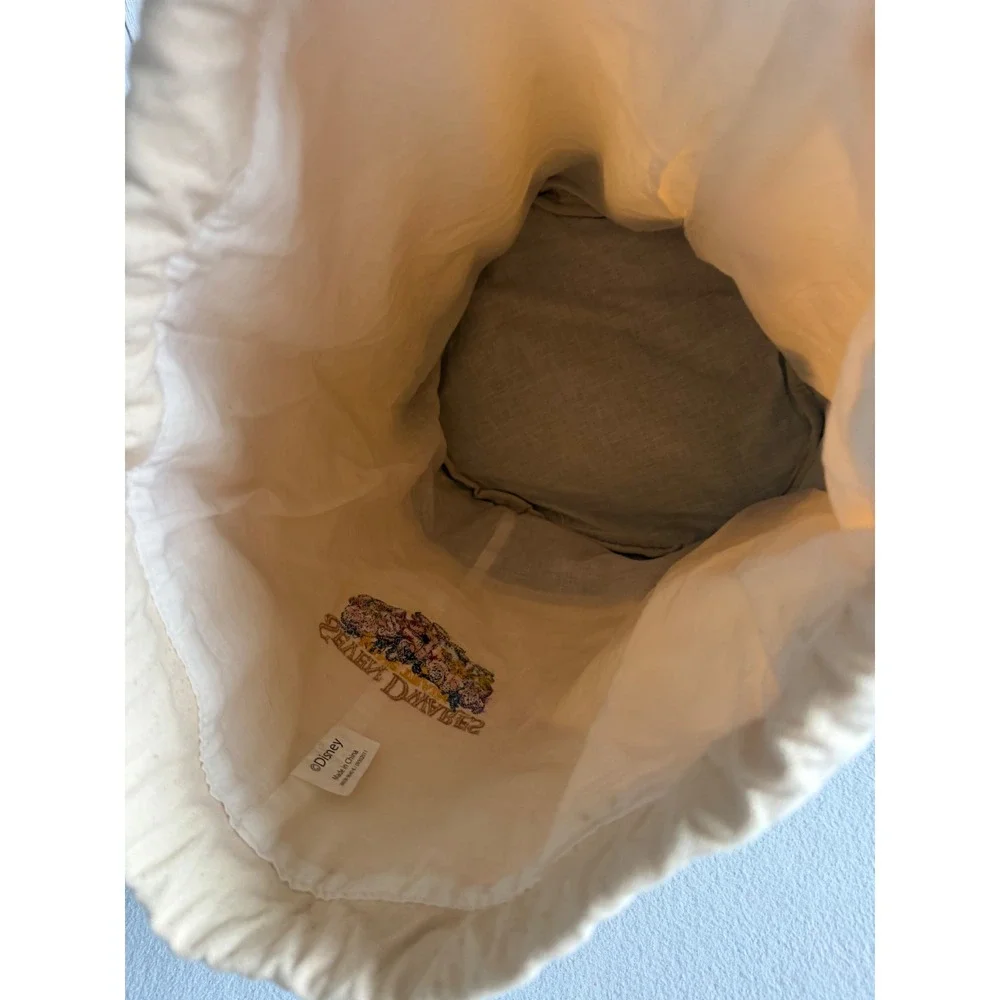 Disney Parks Seven Dwarfs Mine Train Canvas Drawstring Backpack Brown Cream